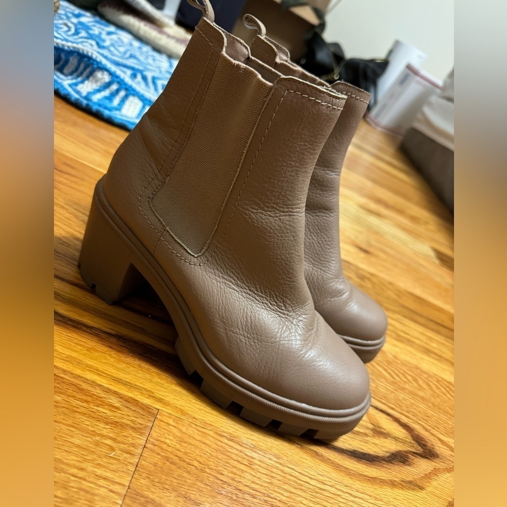 Splendid Leather Nude Heeled Booties